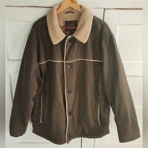 Vintage Aberdeen Olive Brown Barn Chore Farm Work Utility Coat | XL
